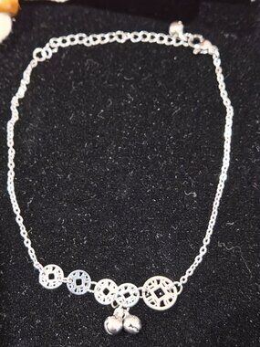Buddha Stones Year of the Horse 2026 Silver Tone Ankle Bracelet Coins Bells-NEW